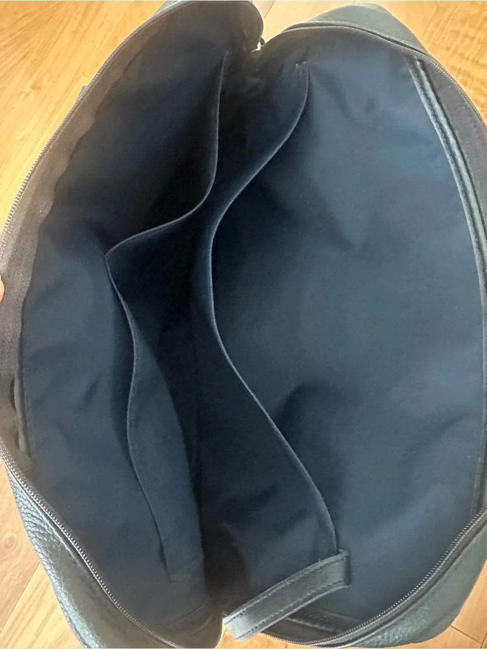 Rare Vintage Longchamp Midnight Navy Leather Briefcase with Double Top Handles